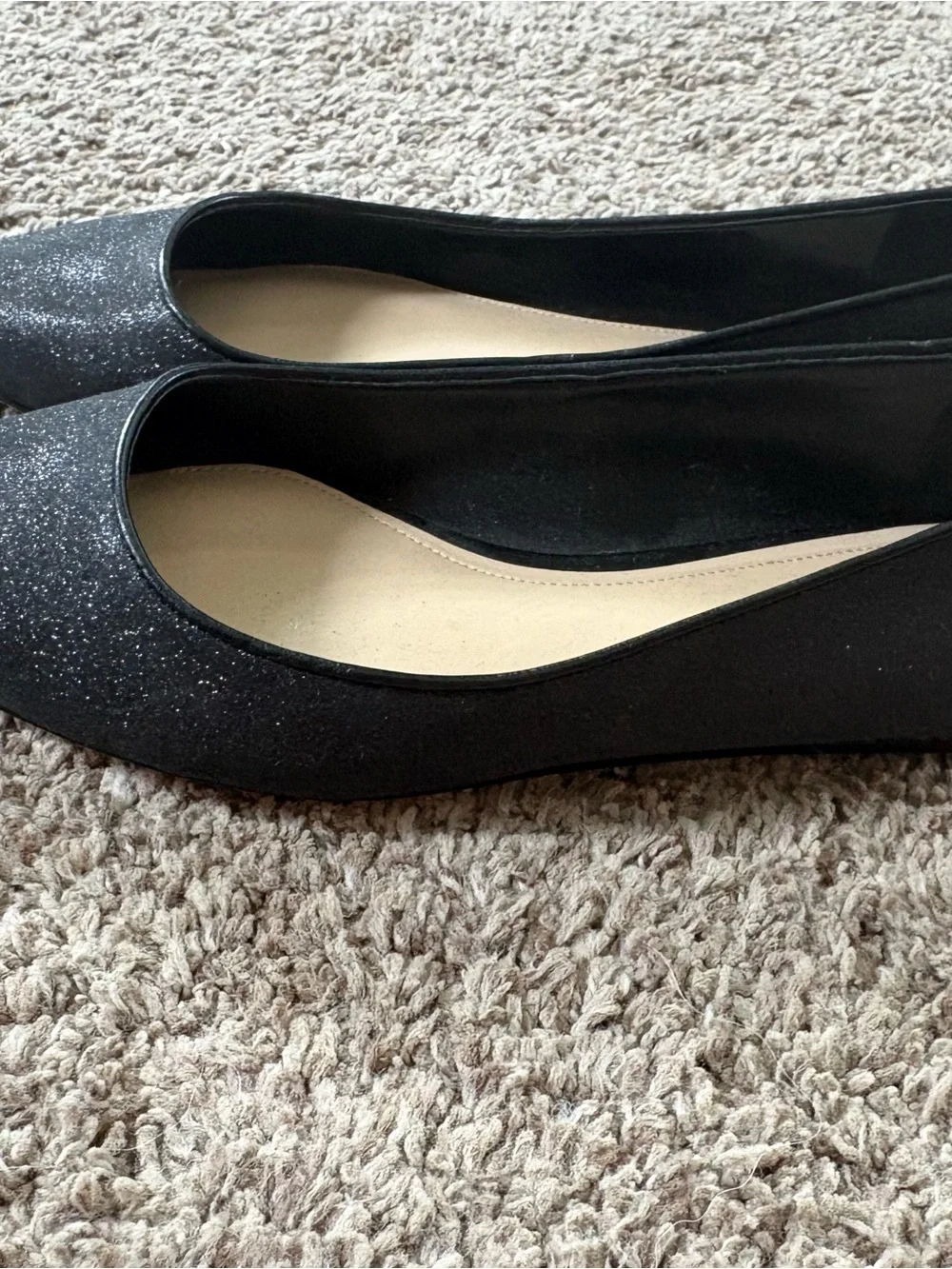 Vince Camuto Black Sparkle Pointed Toe Flats